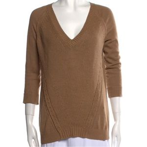 Burberry Brit Brown/Tan Cashmere long sleeve v neck fitted luxury sweater